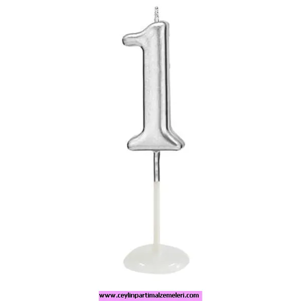 1 Rakam Mum Gümüş